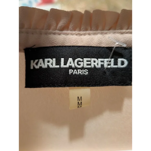 Women's KARL LAGERFELD PARIS Pink Blouse with Ruffle Sleeves M - Picture 5 of 5